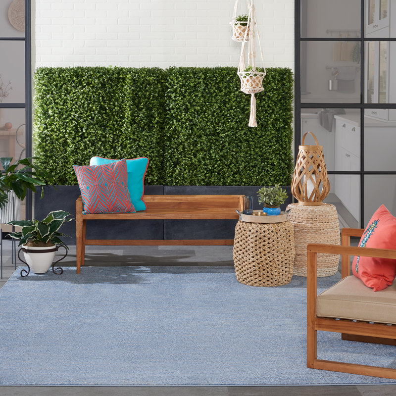 Nourison Essentials Blue/Gray Indoor/Outdoor Area Rug, Rectangle 8' x 10'