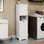 Armoire de trieur de linge inclinable à un compartiment et une porte - Blanc