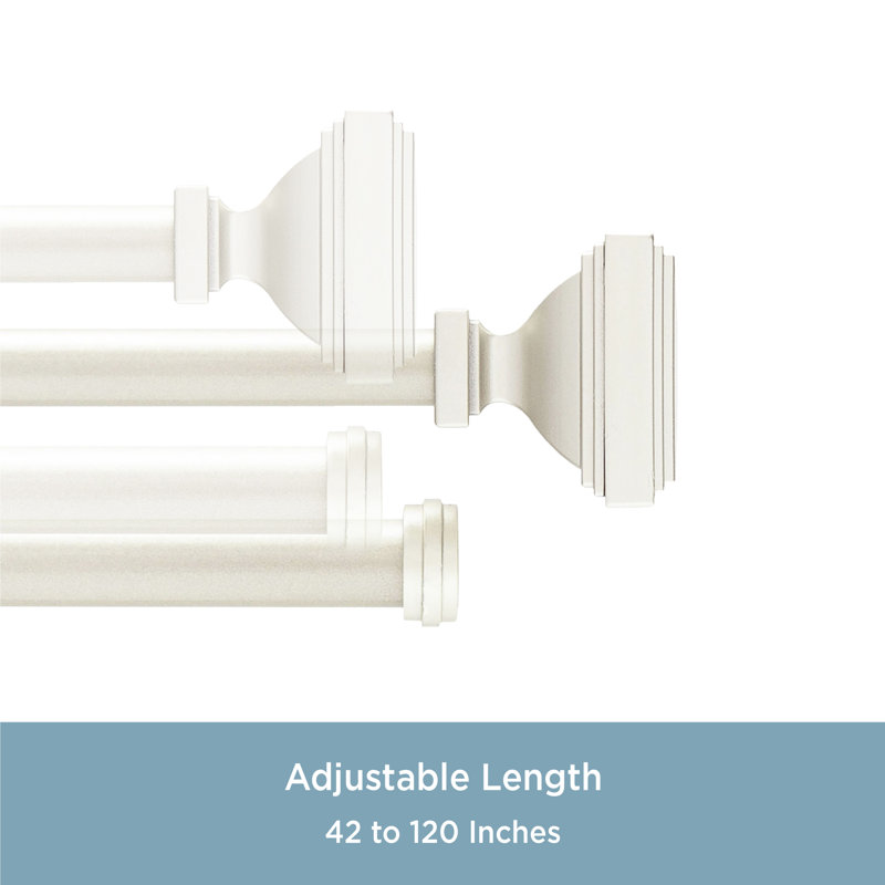 Dakota Brushed Nickel Adjustable Double Curtain Rod with Finials