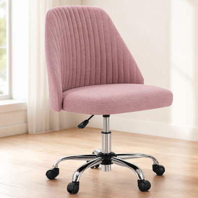Mercier Upholstered Armless Task Chair, Home Adjustable Swivel Makeup Chair