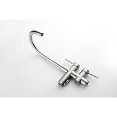 Robinet de baignoire sur pied en nickel brossé avec douche à main, bec pivotant à 360 °, fixation au sol, robinet de qualité et séduisant pivotant à 360 degrés