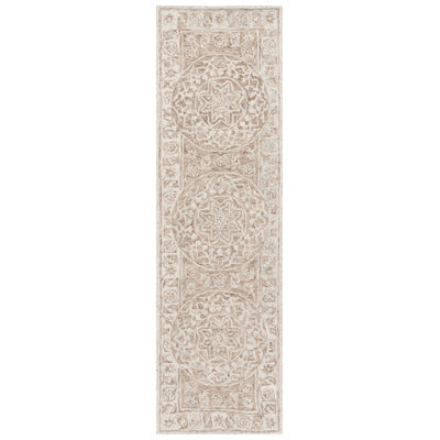 Loujain Hand Tufted Wool Cotton Floral Rug in Brown/Light Blue