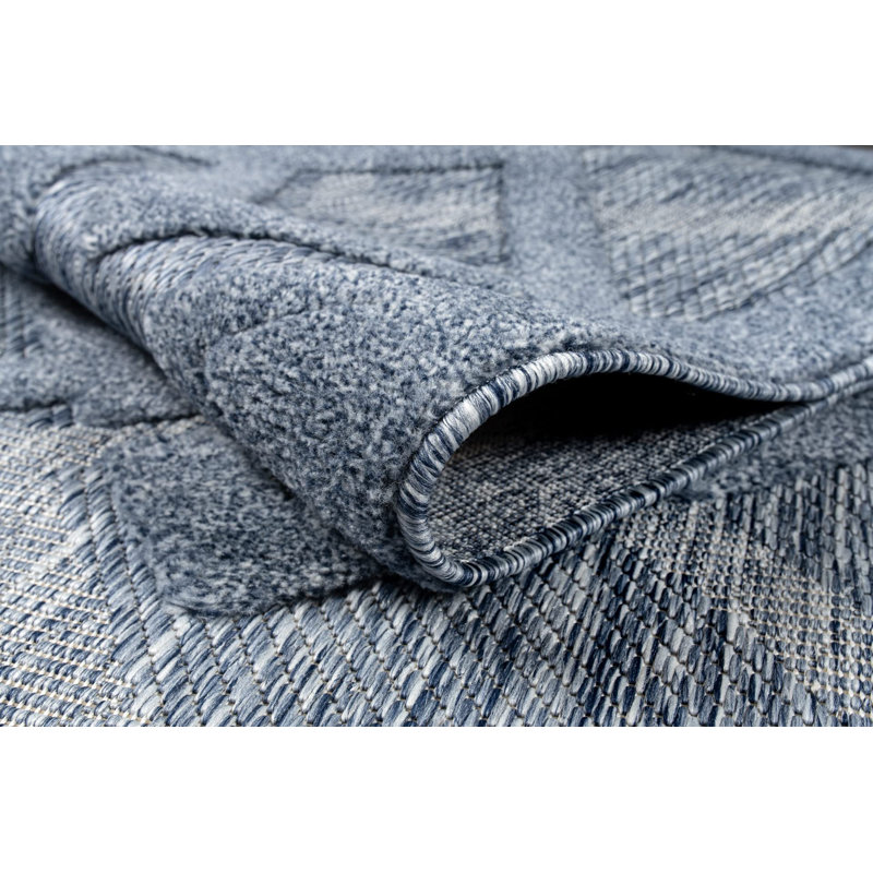 Tapis d'extérieur contemporain géométrique bleu, Rectangle 7 pi 10 po x 10 pi 5 po