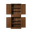 Armoire 4 portes avec 1 tiroir, capacité de charge de 210 lb, technique d'ingénierie, résistante aux rayons du soleil et aux égratignures, tablettes réglables, charnière en métal ouverte à 180 degrés, surmatelas, noyer foncé, panneau de particules avec lb