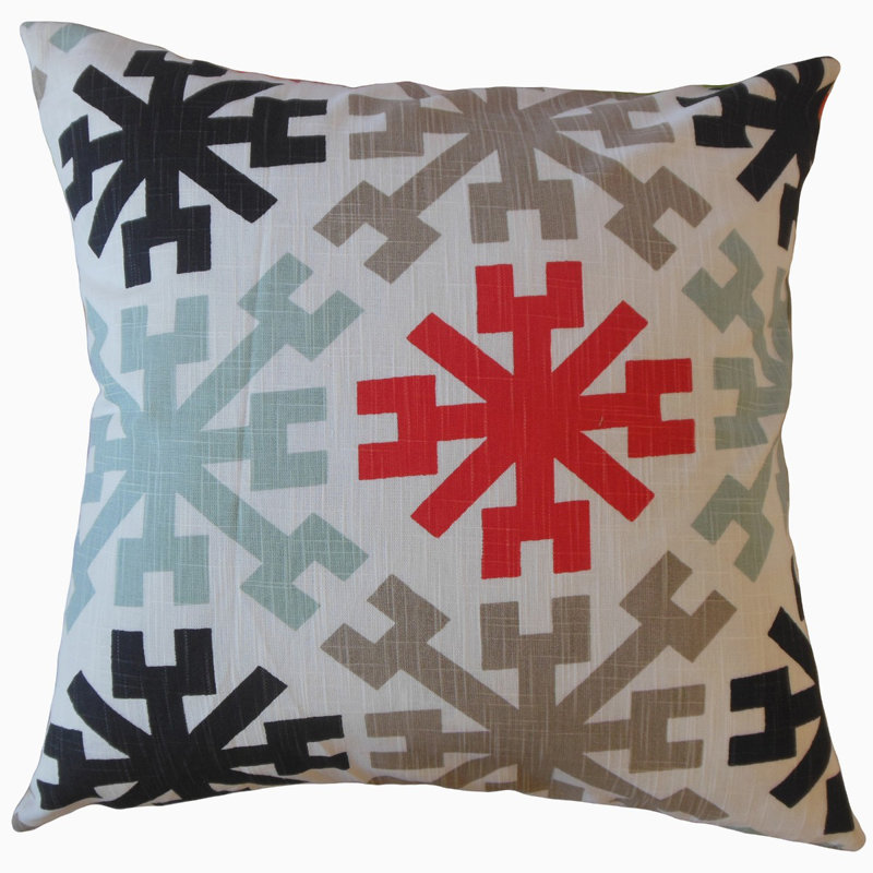 Coussin en coton Obert, 24 po x 24 po, Noir / Blanc / Gris, Coussin décoratif