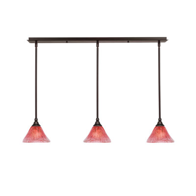 3 Light Stem Hung Linear Pendalier Shown With 7" Firré Saturn Glass