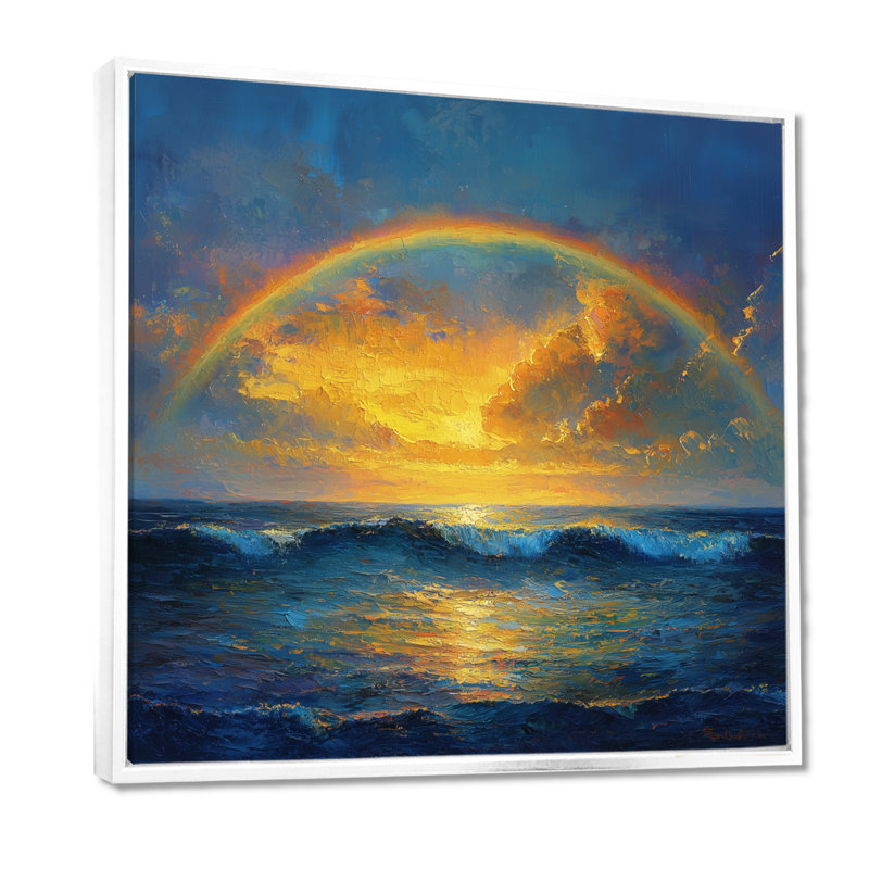 «Avyansh Rainbow On The Ocean Harmony II», art mural arc-en-ciel, H 30 po x l 30 po, Impression encadrée flottante, Blanc