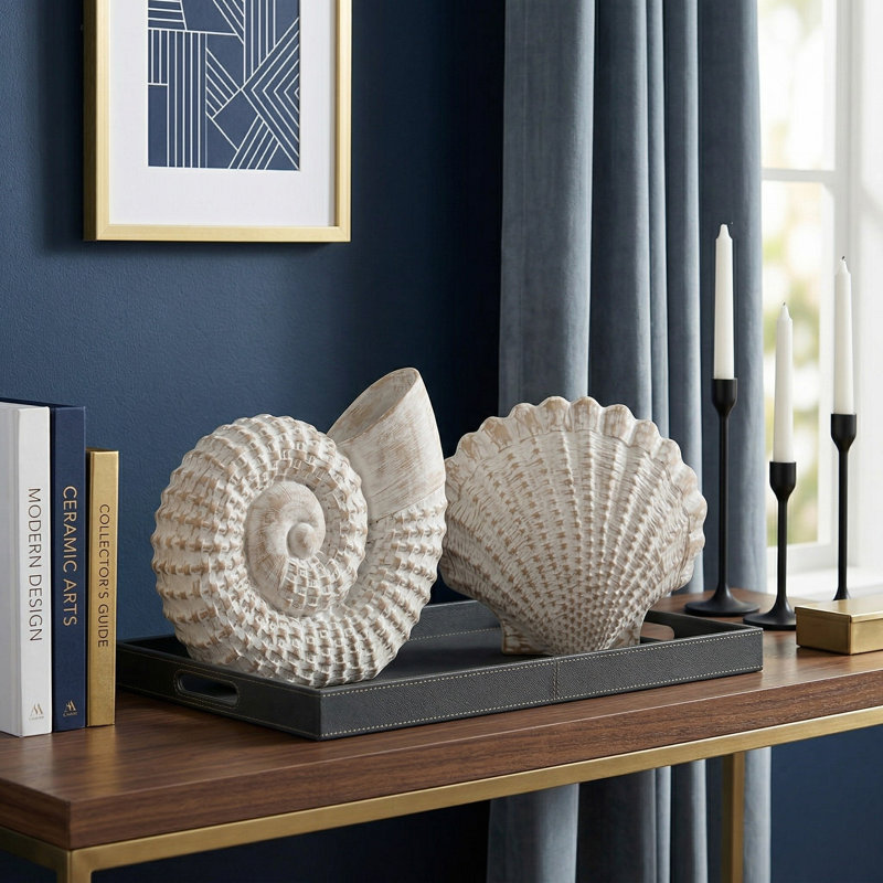 Ensemble de 2 figurines en polyrésine Trish Coastal Shell - 7 pièces