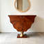 Table de console en bois massif et composite brun et doré
