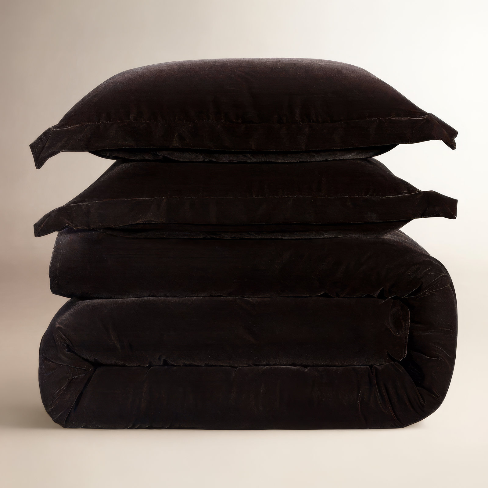 Estelle Velvet Comforter Set, Queen Comforter + 2 Standard Shams, Brown