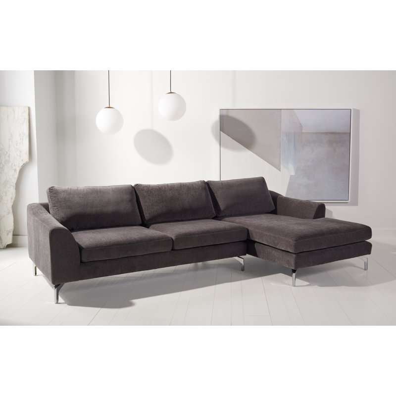 Canapé et méridienne en soie 105,5 po Anyya, Velours anthracite, Face à la droite