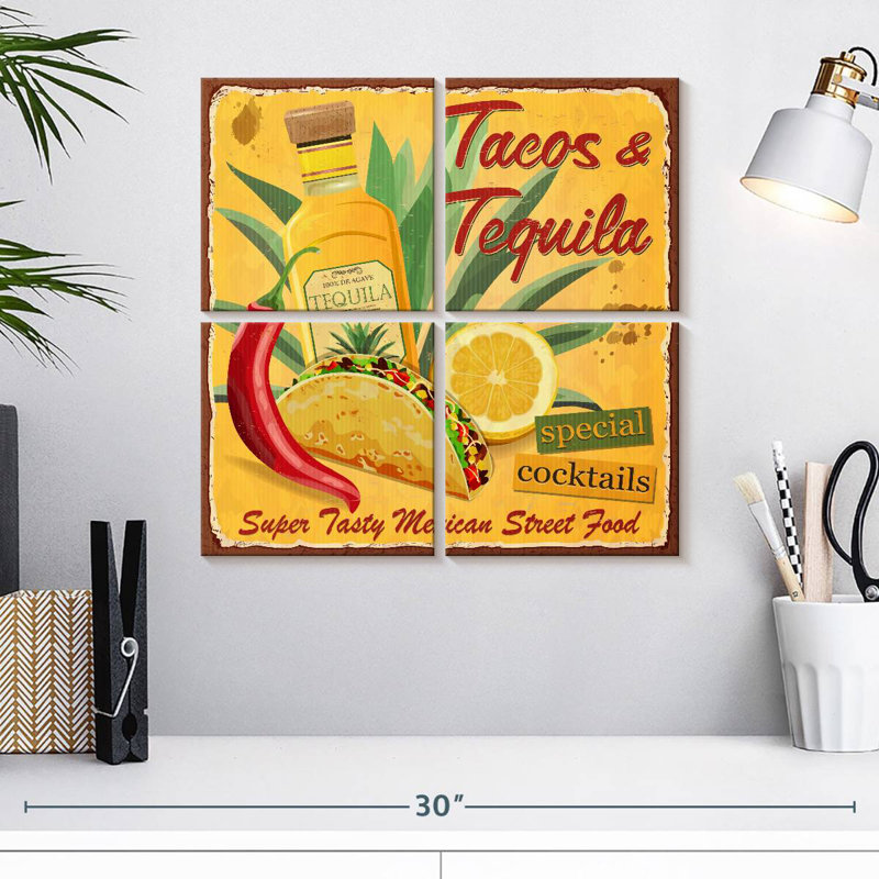 Tacos et tequila, H 18 po x l 18 po