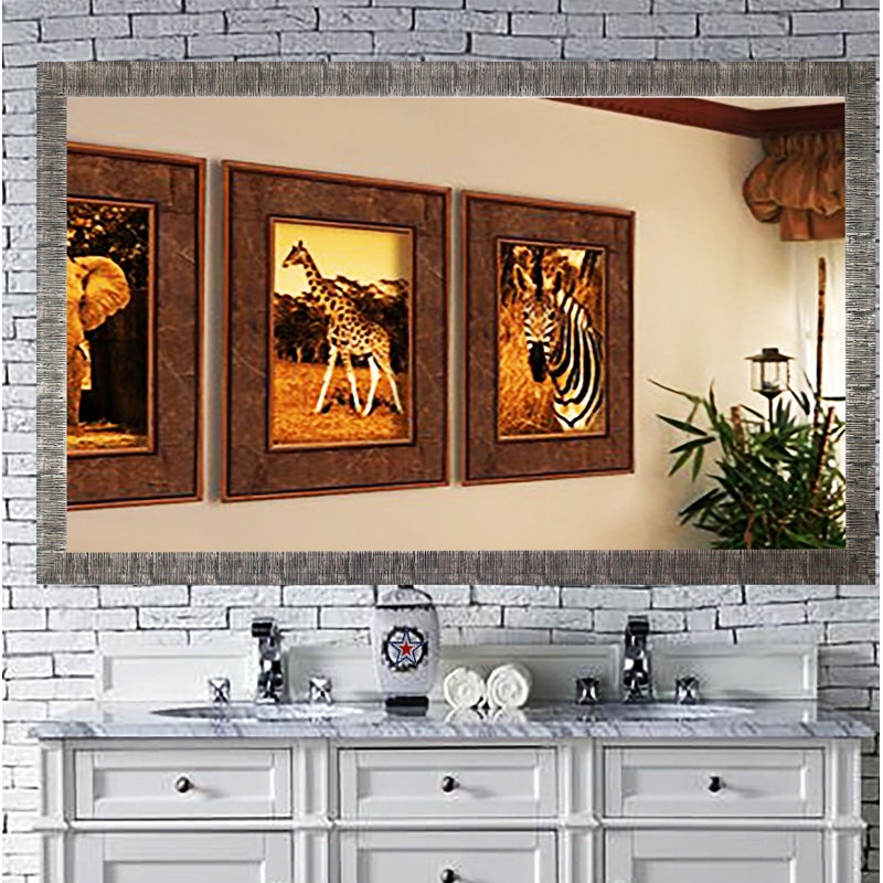 Guildford Wood Flat Wall Mirror, 37" H x 73.5" W