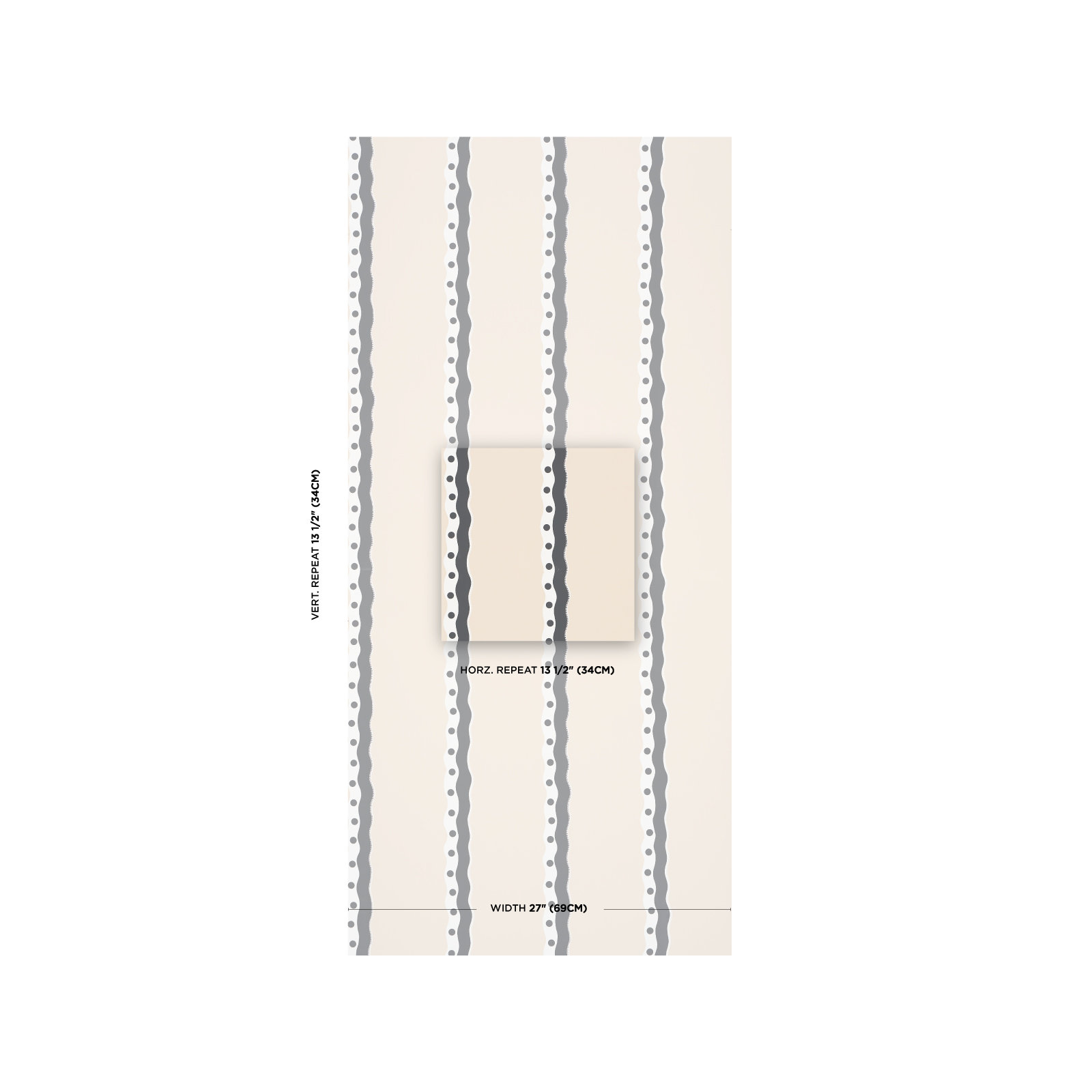 Rousseau Stripe Wallpaper, Noir/Cream