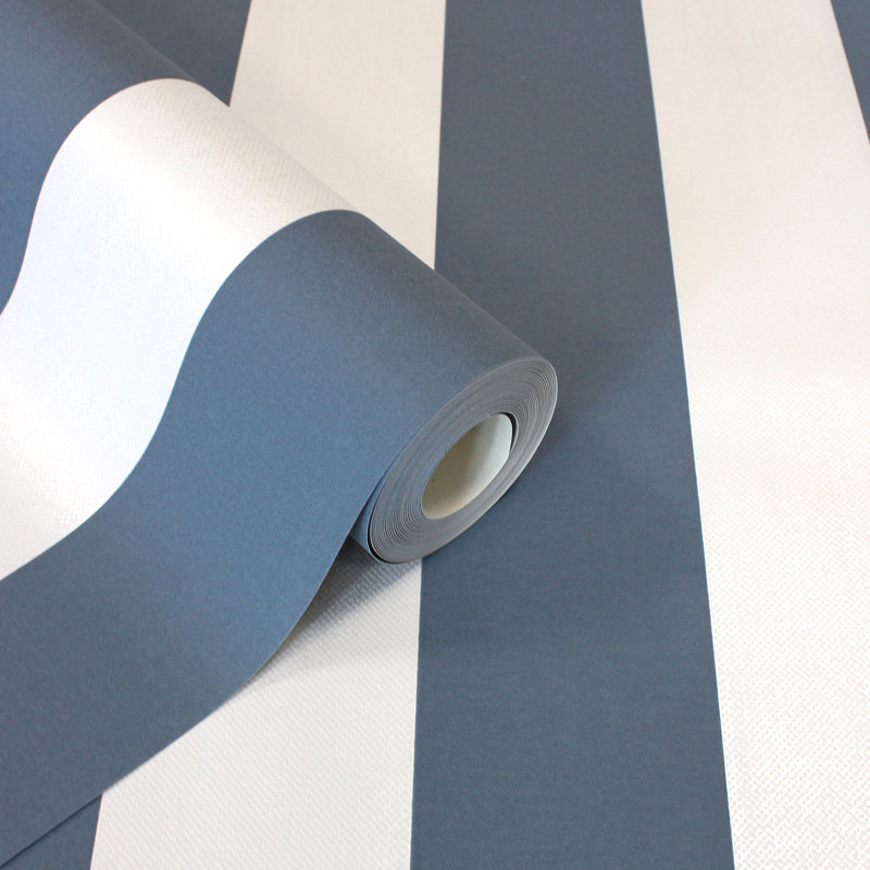 Papier peint à rayures Tavish, Bleu