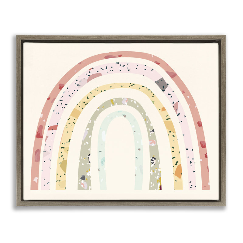 Motif abstrait pour enfants, arc-en-ciel, Cadre flottant orme Montalcino, H 25 po x l 31 po