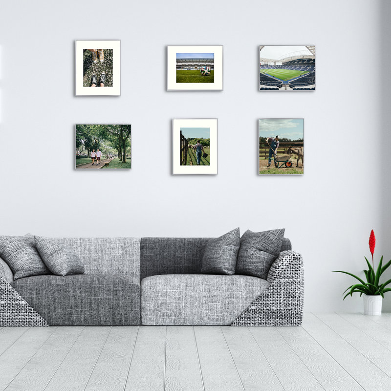 Drennon Metal Picture Frame, Aluminum Photo Frames for Table Top and Wall Mounting, Silver, 16" x 20" Matted to 11" x 14"