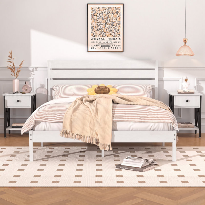 Alicia Steel Piece Bedroom Set, White, Full / Double