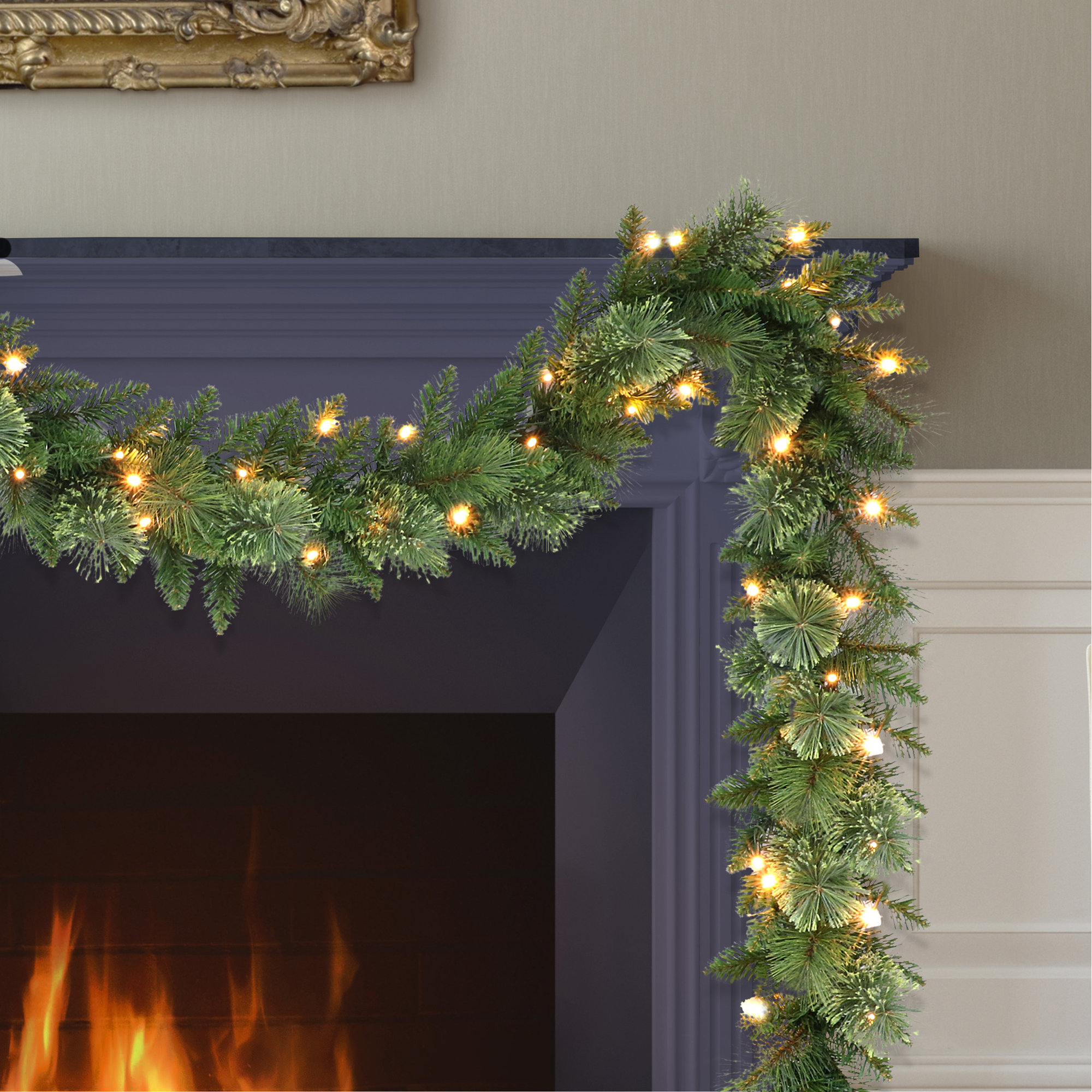 118'' in. Lighted Faux Pine Garland