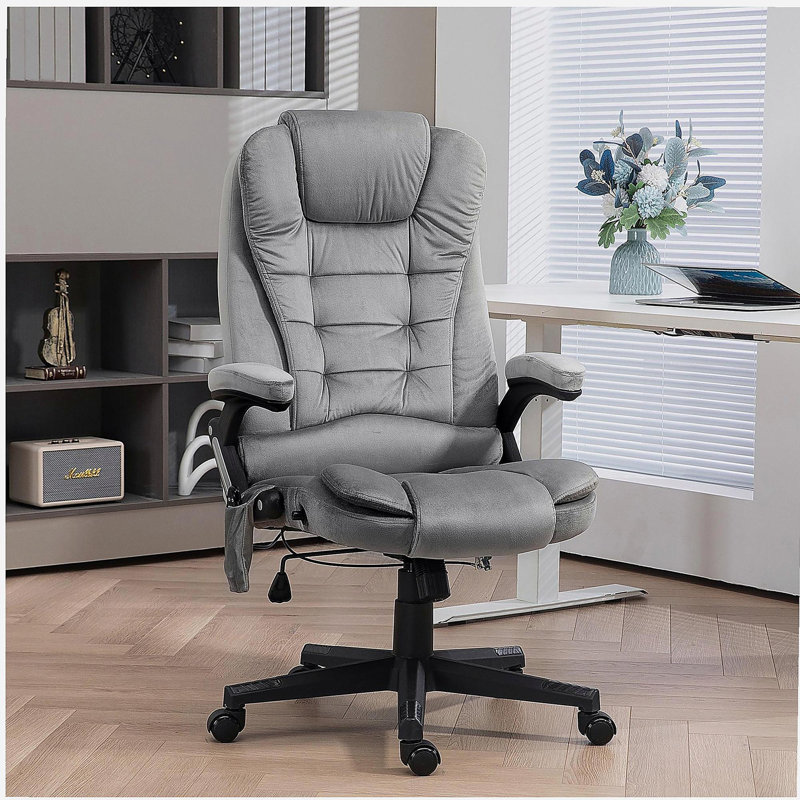 Chaise de bureau à massage vibratoire à 6 points, avec chauffage lombaire gris
