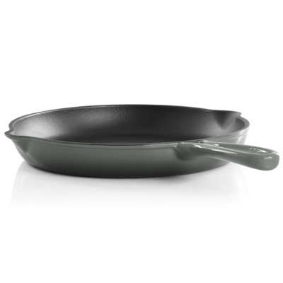 MegaChef Round 10.25 Inch Enameled Cast Iron Skillet in Gradient Gray