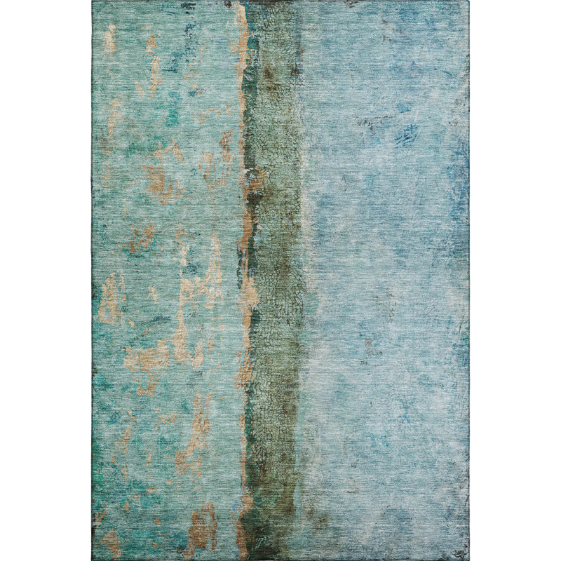 Premium Machine Washable Cerrito AMF605 Blue Rug, Rectangle 10' x 14'
