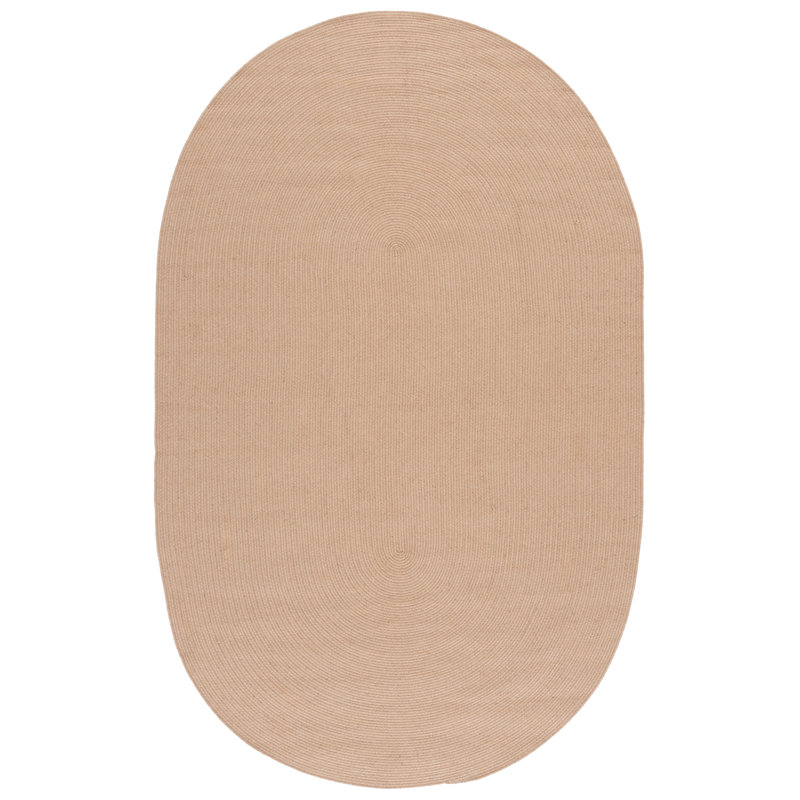 Dooley Hand Woven Jute Performance Solid Color Rug, Oval 5' x 8'