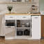 Buffet de rangement multifonctionnel, rangement pour poubelle, armoire à porte coulissante et support à épices à 3 niveaux, îlot de cuisine pour la cuisine et la salle à manger (blanc)-1399134513