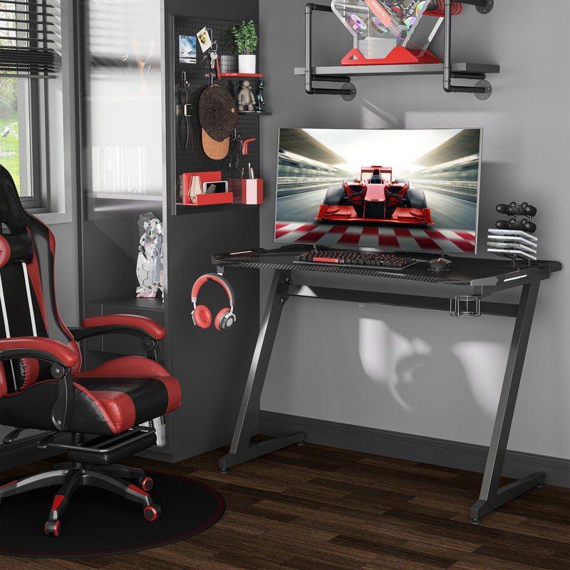 Klara Computer Desk, Black, 96cm H x 122cm W x 66cm D 