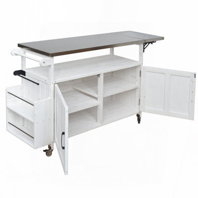 Foldable Outdoor Kitchen Island Patio Mobile Kitchen Cart Portable Outdoor Cooking Island with Lockable Wheels