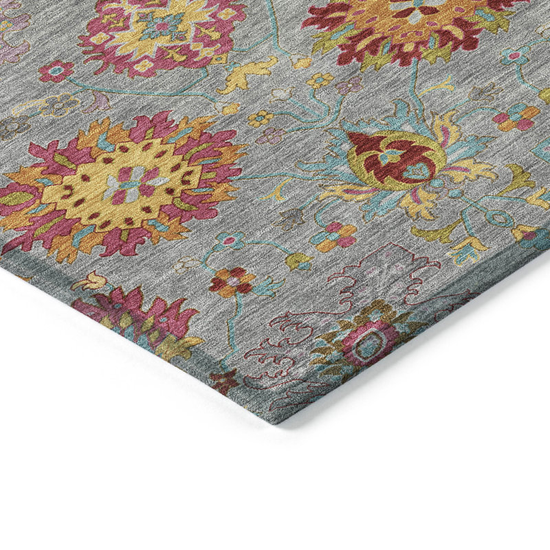 Tapis damassé intérieur / extérieur lavable à la machine Mattera ACN2288, Rectangle 10 pi x 14 pi
