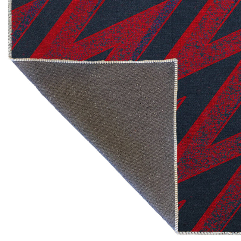Tapis décoratif moderne à motif géométrique rouge, bleu marine et zigzag, Rectangle 3 pi 4 po x 6 pi 7 po