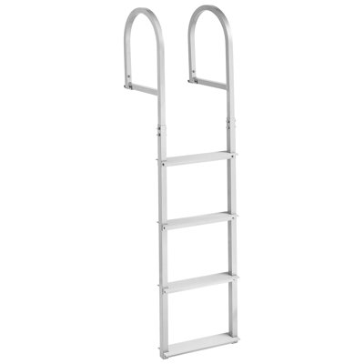 Removable Dock Ladder, 4 Steps, Aluminum Alloy Pontoon Boat Swim Ladder, with Non-Slip Wide Steps, 500 lbs Weight Capacity, Quick Release Design, for Lake Swimming, Pool, Boat, Marine Boarding