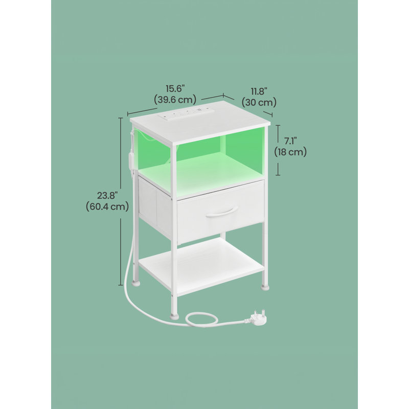 30cm W Steel Bedside Table