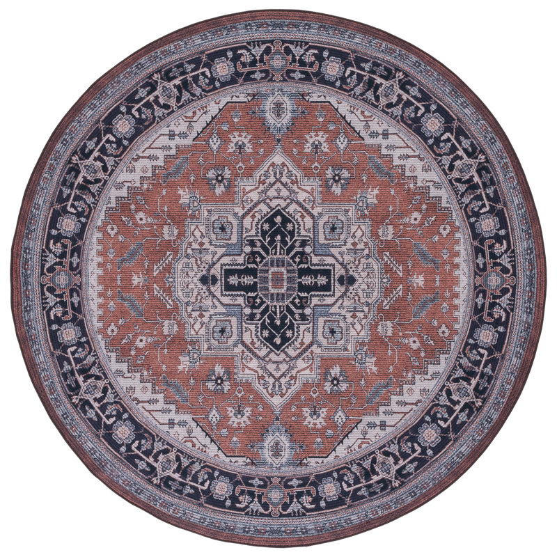 Isai Performance Machine Washable Oriental Rug, Round 6'