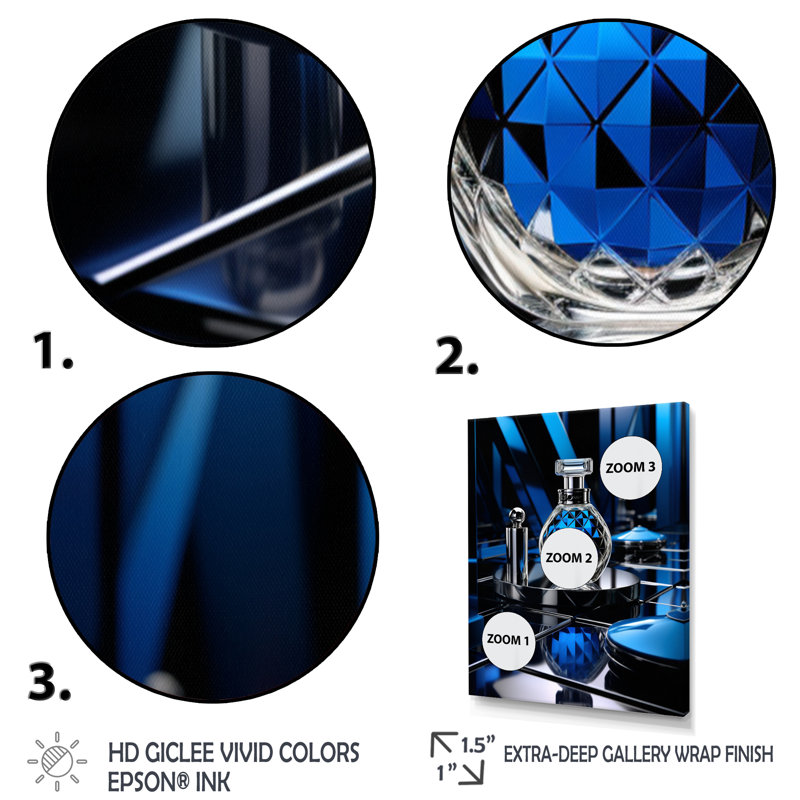 Laiyton " Fashion Blue Perfume Delight I ", 32" H x 16" W x 1" D, Gold Floater Framed