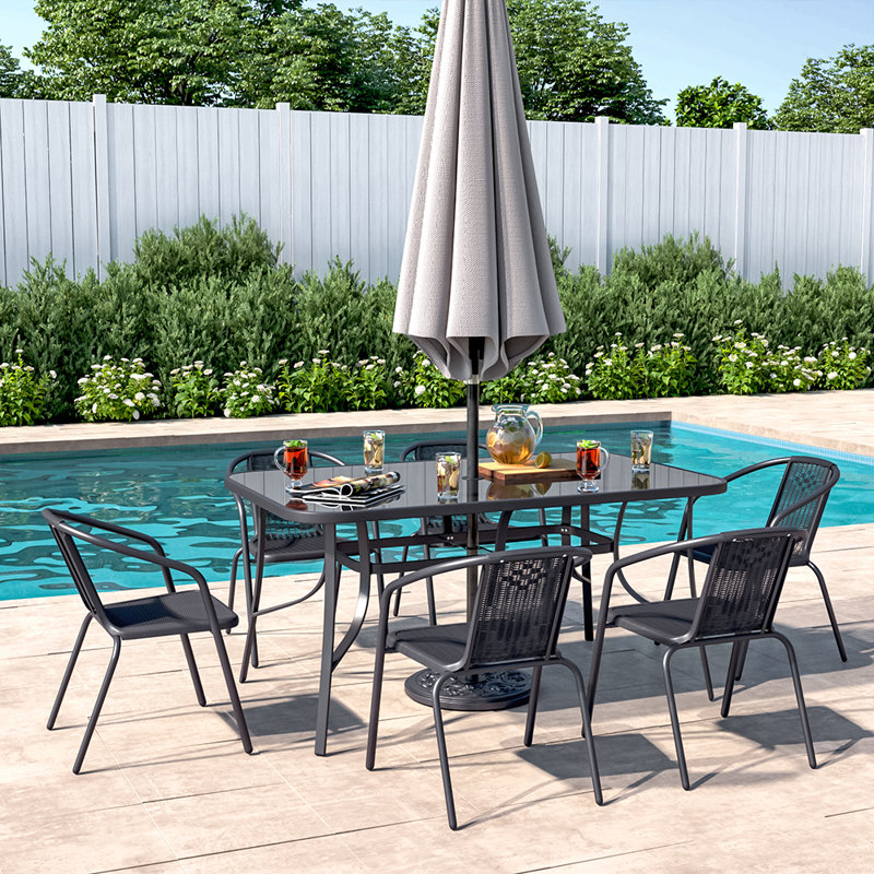 Alfie-Jack 6 - Person Patio Dining Set with Rectangular Table, 150cm