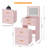 3 in 1 Vanity, Compact Vanity with 3 Drawers, Makeup Desk with Flip-up 3 Colors Lighting Mirror and Cushioned Stool, Small Vanities Nightstand for Bedroom-447553386