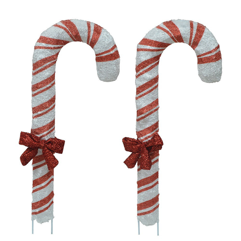 The Holiday Aisle® Candy Cane Lane with Bows Lighted Display | Wayfair