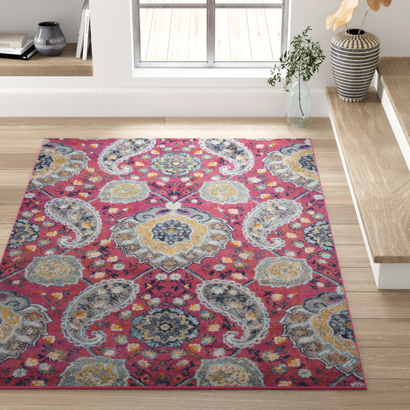 Tapis fuchsia / doré Christa, Rectangle 9 pi x 12 pi