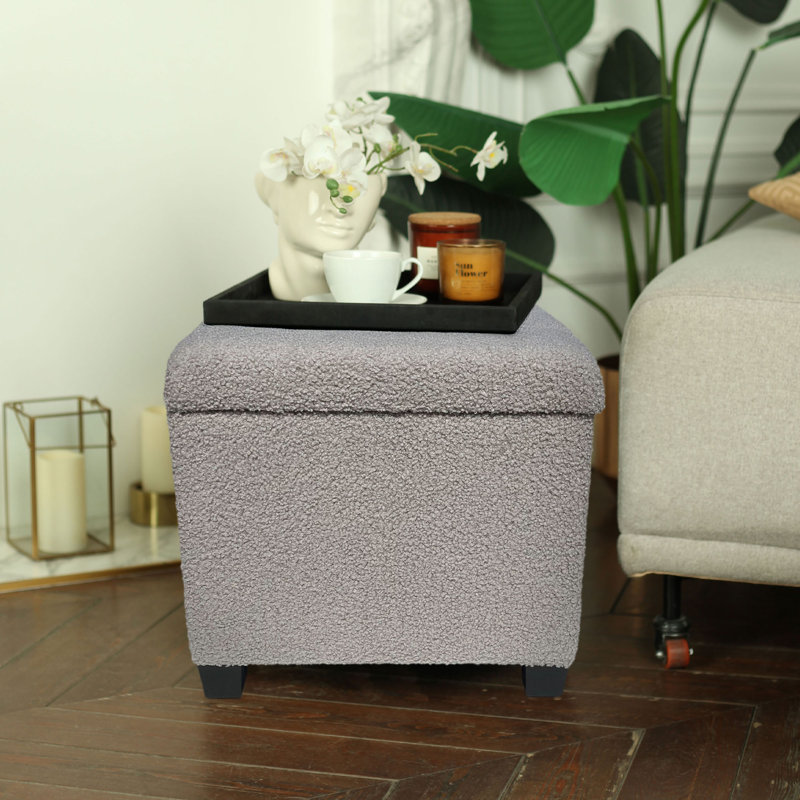 45cm Wide Tufted Square Solid Colour Footstool Ottoman with Storage