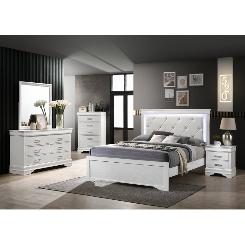 Mayodan Wood Flat Wall Mirror, White