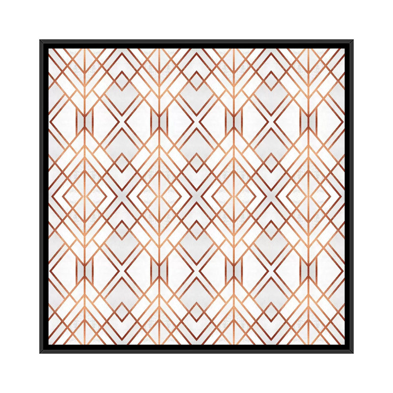 «Copper Geo» par Elisabeth Fredriksson, impression sur toile tendue, H 18 po x l 18 po x P 1,5 po, Toile avec cadre noir
