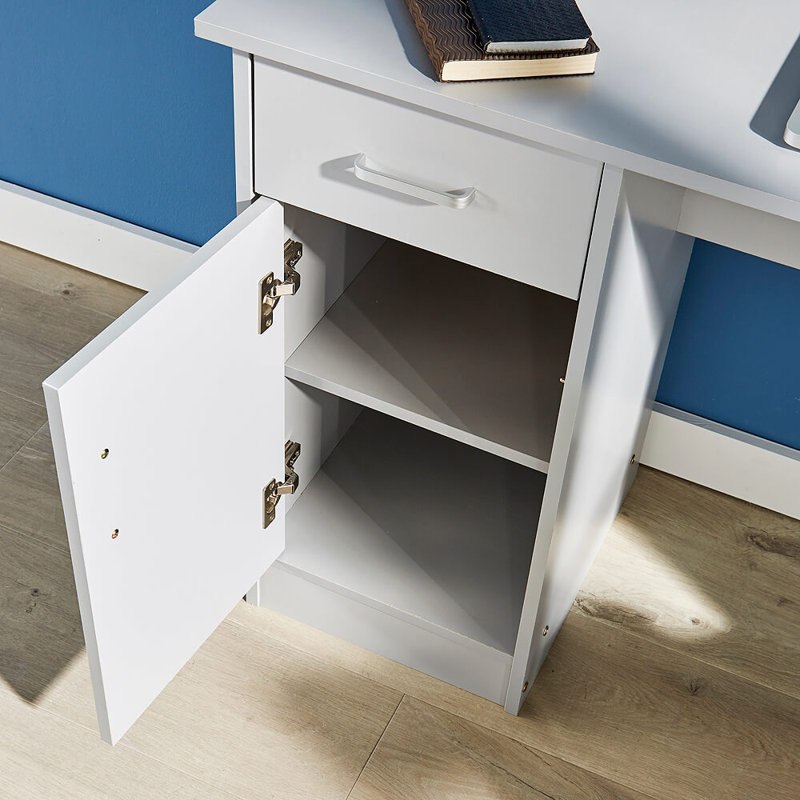Stefanski 1 Drawer Computer Storage Cupboard Desk, Grey