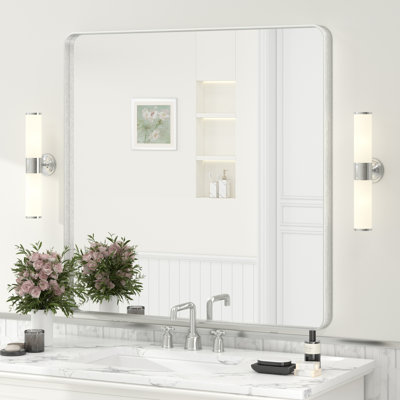 Molly Tempered Glass and Metal Framed French Cleat Mounted Wall Bathroom / Vanity Mirror