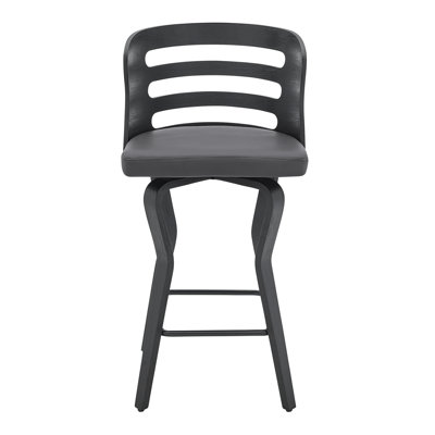 Comfortable Swivel Bar Stools, Gray Faux Leather Modern Kitchen Seating