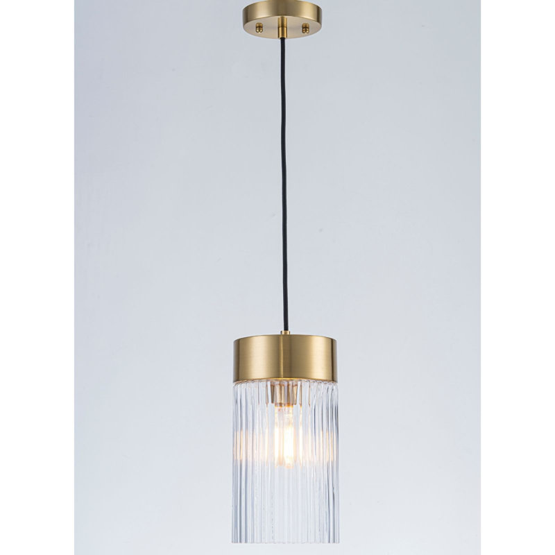 Single Light Clear Ribbed Glass Pendant Light