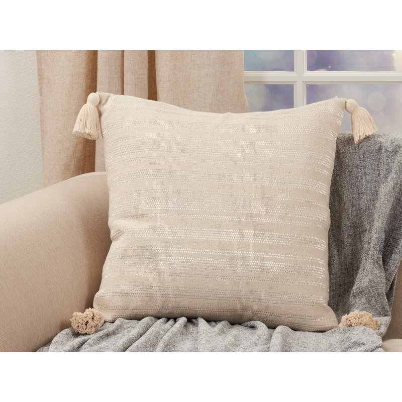 22" Natural Shimmer Line Design Square Throw Pillow