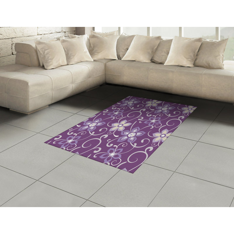 Eggplant High Density Long Fiber Poly Threads Decorative Area Rug Carpet, Rectangle 4' x 5'8"