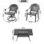 Ensemble de salle à manger 7 pièces en fonte d'aluminium toutes saisons comprenant 2 chaises pivotantes, 4 chaises et une table rectangulaire avec cadre noir